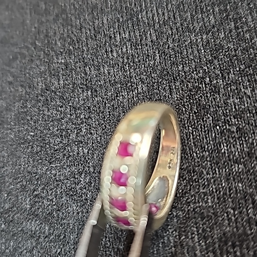 GENUINE RUBY RED BRAIDED STERLING SILVER CHANEL SET BAND - Picture 12 of 15